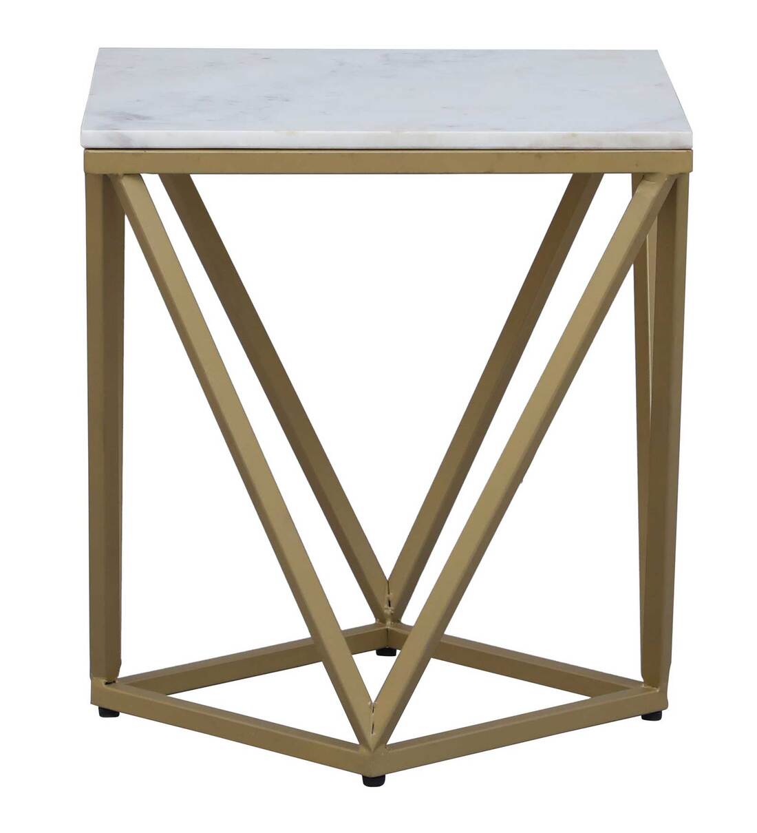 Buy Marmor Square End Table with Marble Top in Gold Finish by CasaCraft ...