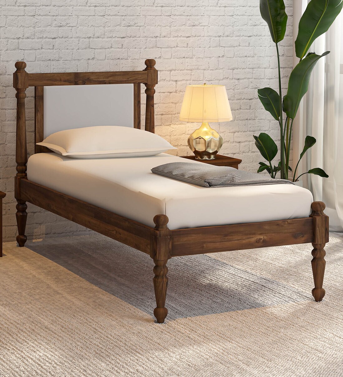 Buy Maroloma Teak Wood Single Bed In Provincial Teak Finish at 3 OFF