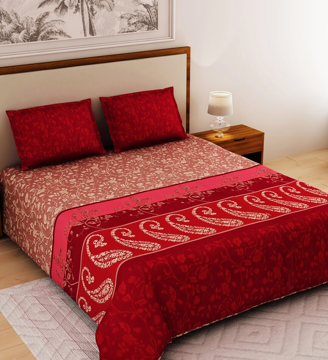 King Size Bedsheet With 2 Pillow Cover 