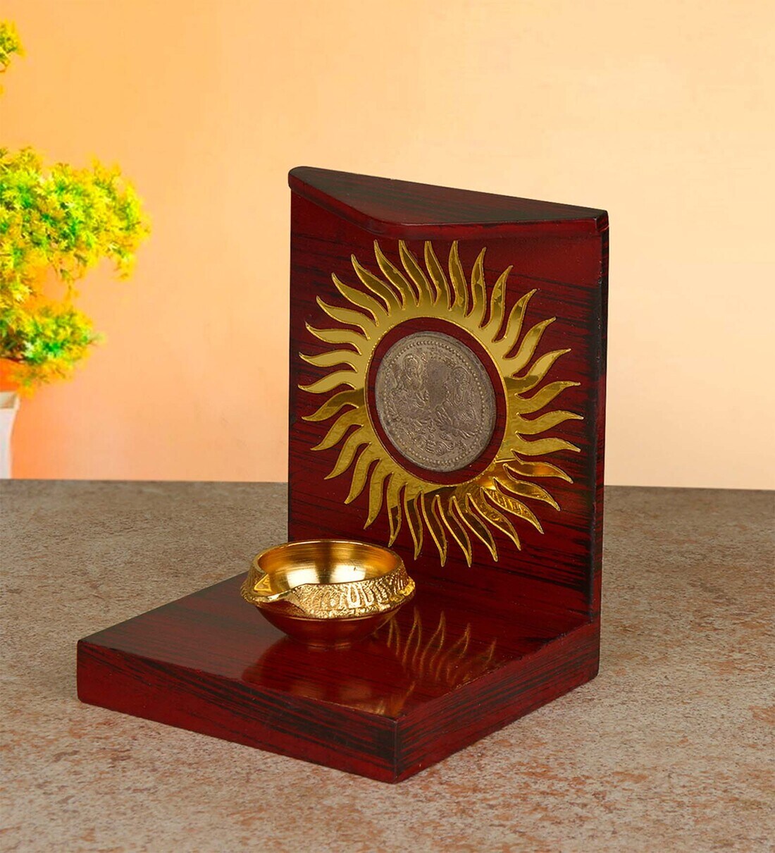 wooden diya stand