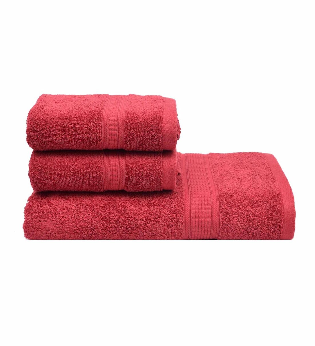 Buy Maroon Solid 550 GSM Cotton Towel Sets (Set of 3) by RANGOLI Online