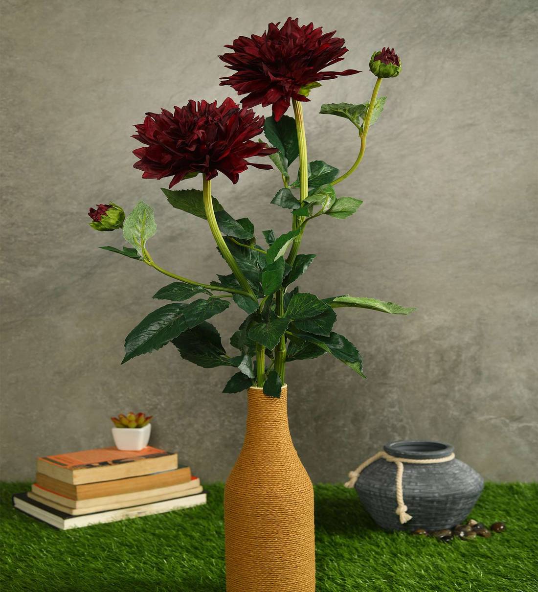 Buy Maroon Fabric Artificial Dahlia Flowers Set Of 2 By Pollination Online Artificial Flowers Artificial Flowers Home Decor Pepperfry Product