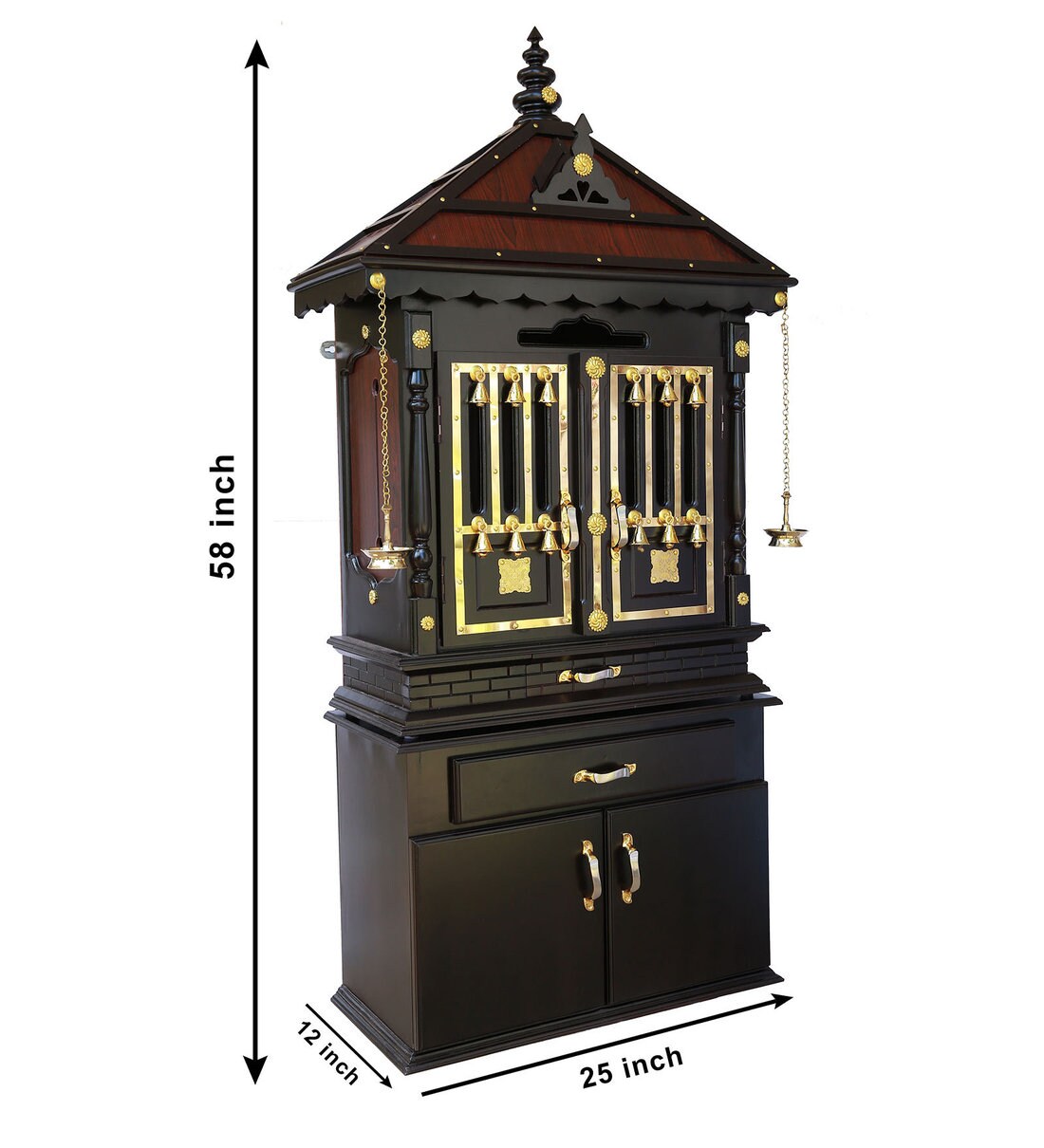 Buy Maroon Wood Floor Rested Kerala Style Mandir By Elegant Arts And