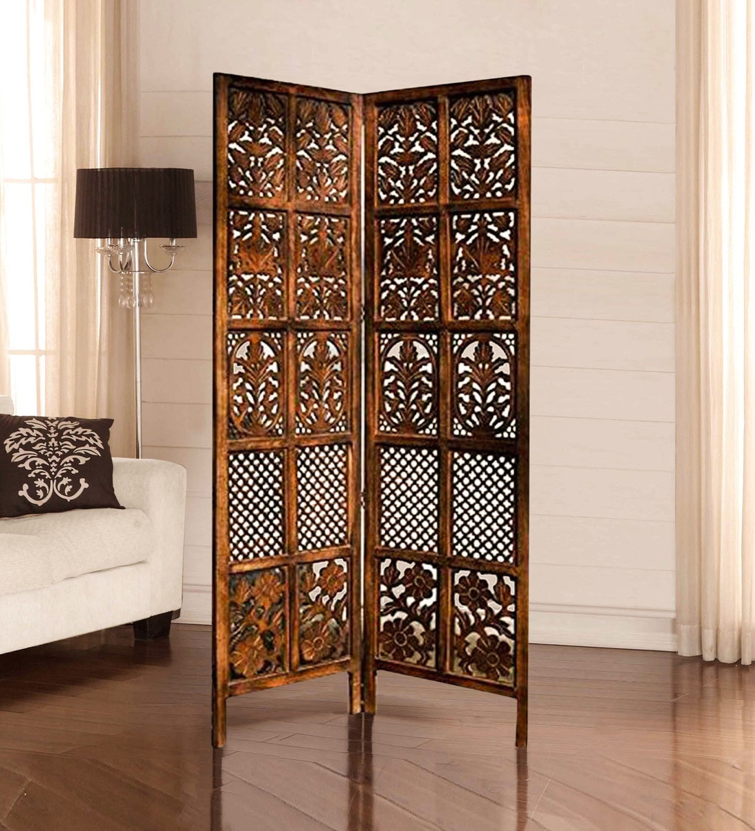 Buy Solid Wood Horus Room Divider In Brown Colour at 35% OFF by Wooden 