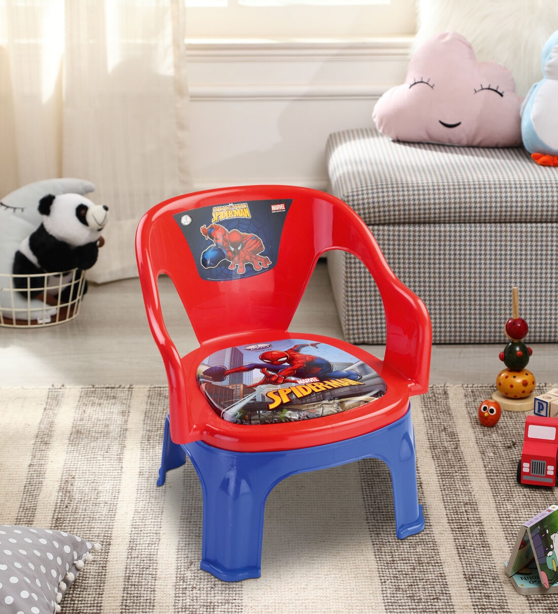 Buy Marvel Spiderman Hush Baby Whistle Chair in Red Colour by JOYOUS
