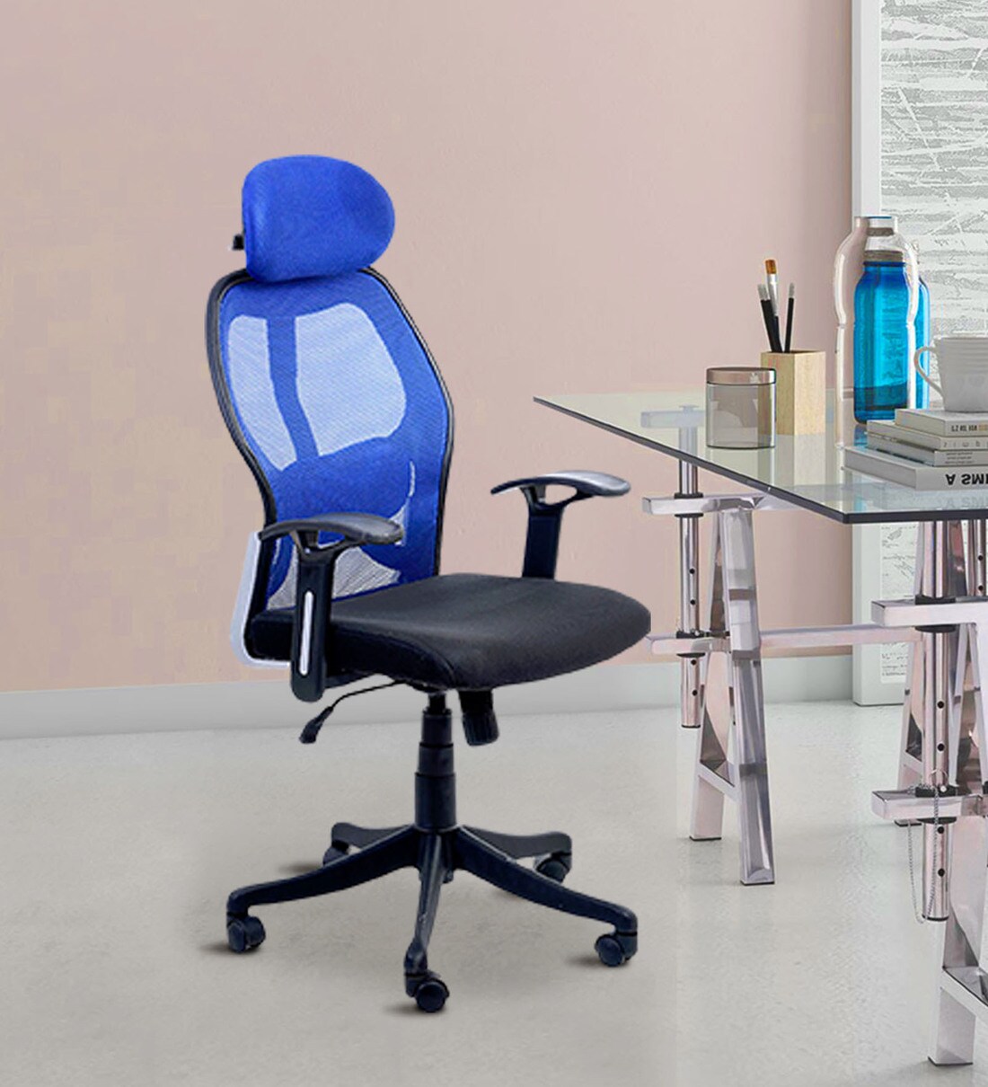 Buy Matrix Ergonomic Chair in Blue Colour By Emperor Online High Back