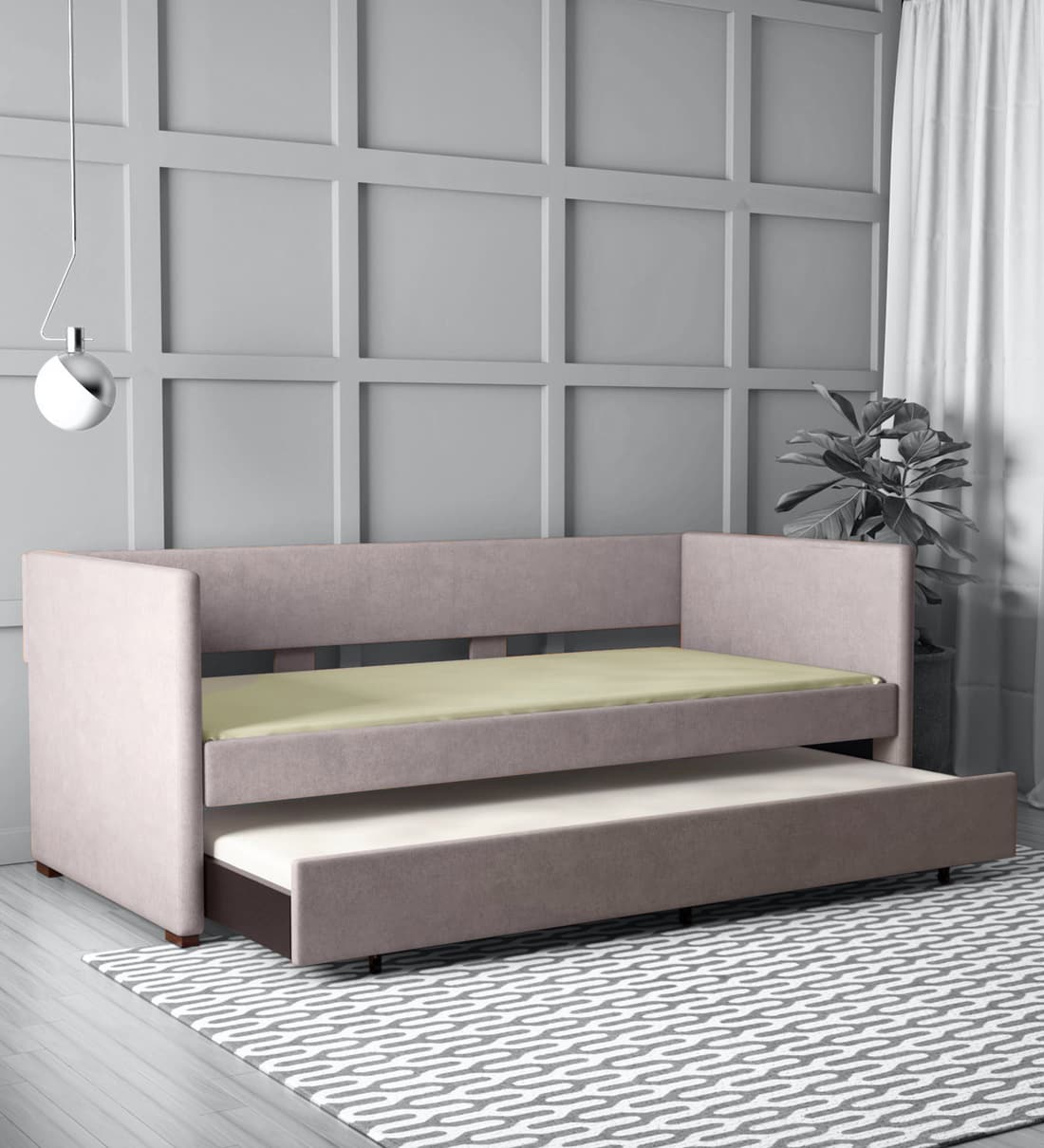 Ruggiero upholstered twin daybed deals with trundle