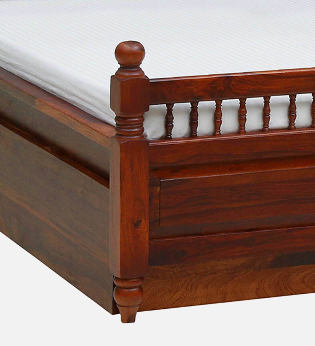 Buy Mayur Solid Wood Queen Size Bed With Drawer Storage In Honey Oak