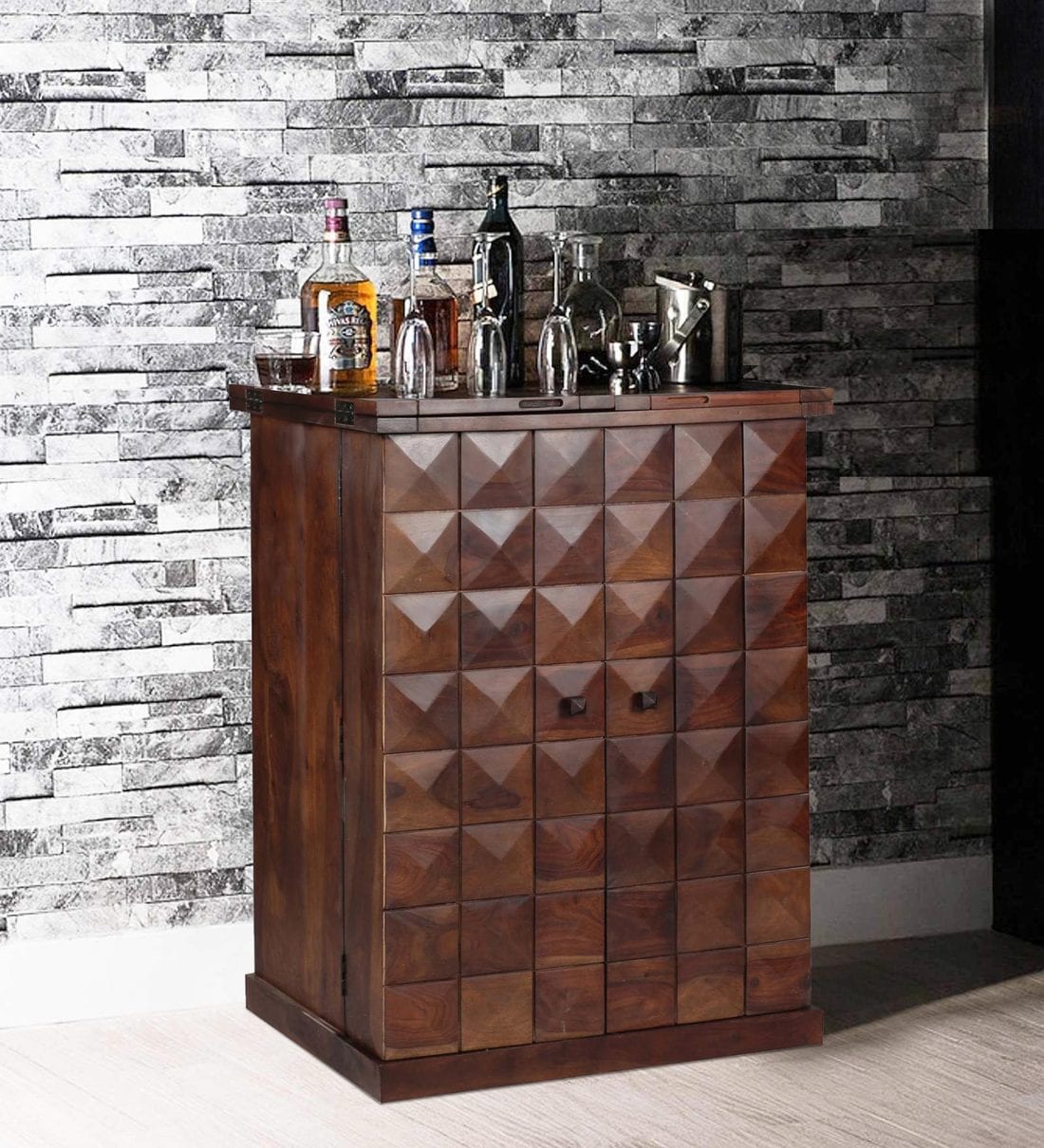 Buy Mayville Solid Wood Large Bar in Provincial Teak Finish