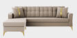 Maddox Velvet RHS 5 Seater Sectional Sofa In Beige Colour
