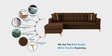 Maddox Velvet RHS 5 Seater Sectional Sofa In Brown Colour