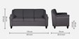 Madison Fabric 3 Seater Sofa in Grey Colour
