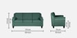 Madison Fabric 3 Seater Sofa In Imperial Green Colour
