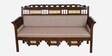 Maharaja Solid Wood 3 Seater Sofa in Beige & Walnut Colour
