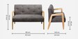 Manfredo Solid Wood 2 Seater Sofa In Light Grey & Natural Finish