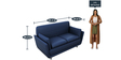 Marina Leatherette 2 Seater Sofa in Blue Colour