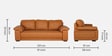 Max Leatherette 3 Seater Sofa in Tan Colour