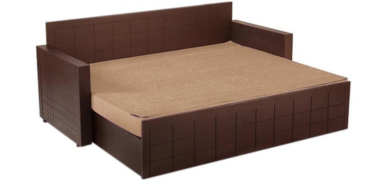 Buy Madelyn Sofa Cum Bed with Mattress in Brown Colour by Auspicious