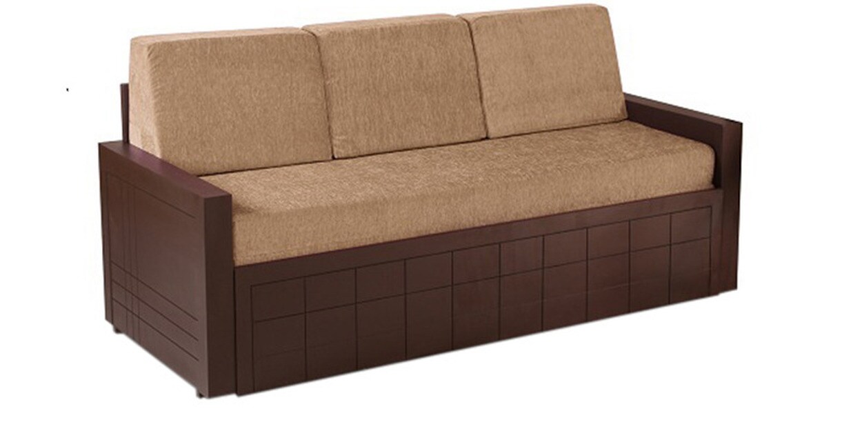 Buy Madelyn Sofa Cum Bed with Mattress in Brown Colour by Auspicious