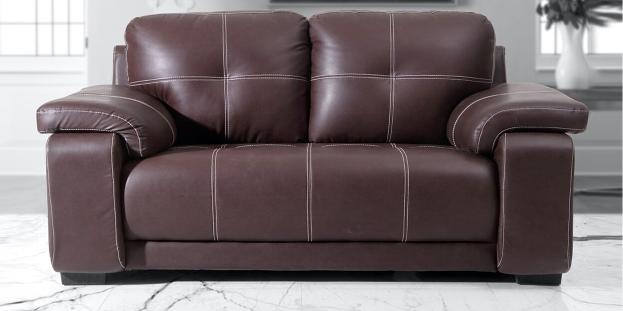 Buy Marina New 2 Seater Sofa in Dark Brown Leatherette by Evok Online