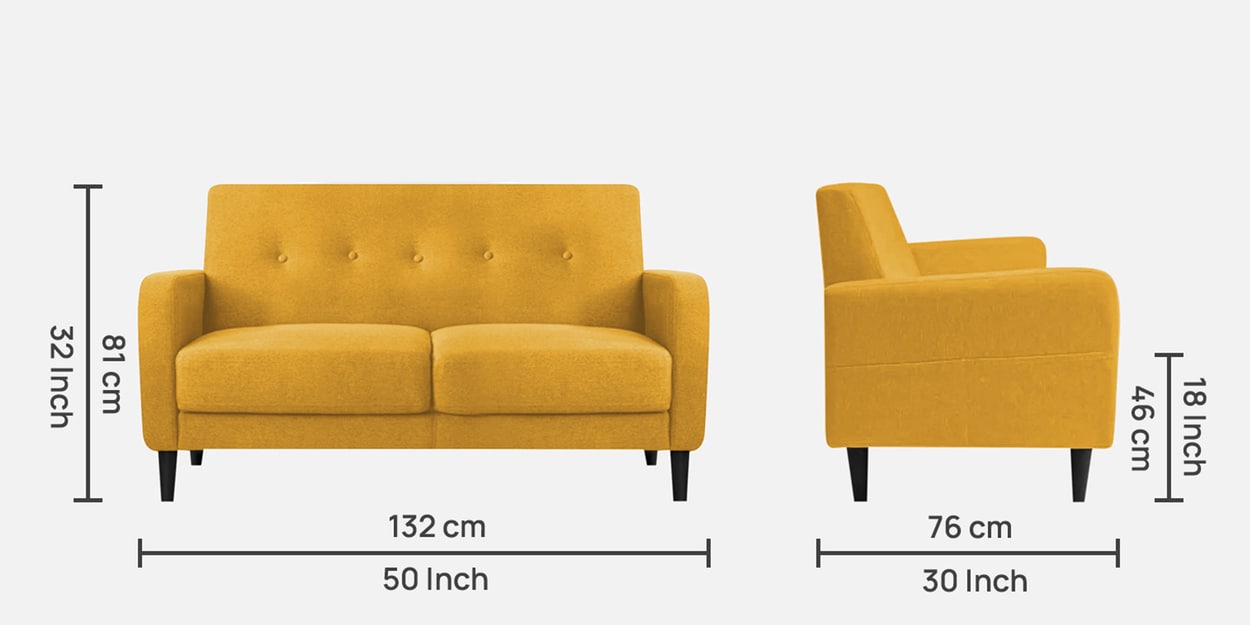 Buy Marq Fabric 2 Seater Sofa in Bold Yellow Colour by Febonic Online