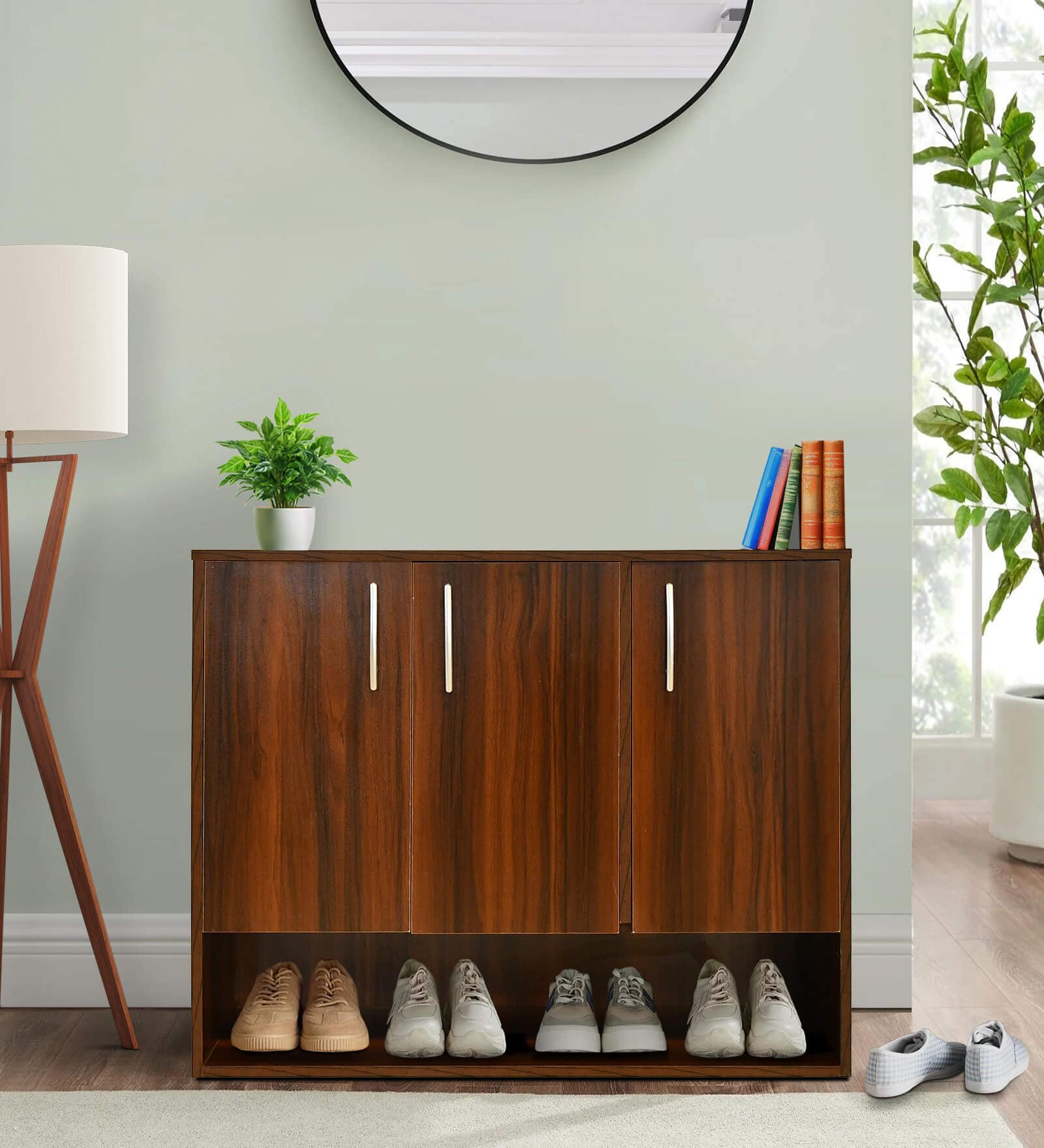 Macau 3 Door Shoerack in Virola Wood Finish