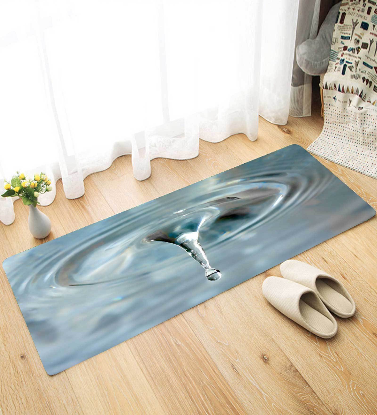 Blue Nylon 21 x 55 Inches Machine Made Floor Runner