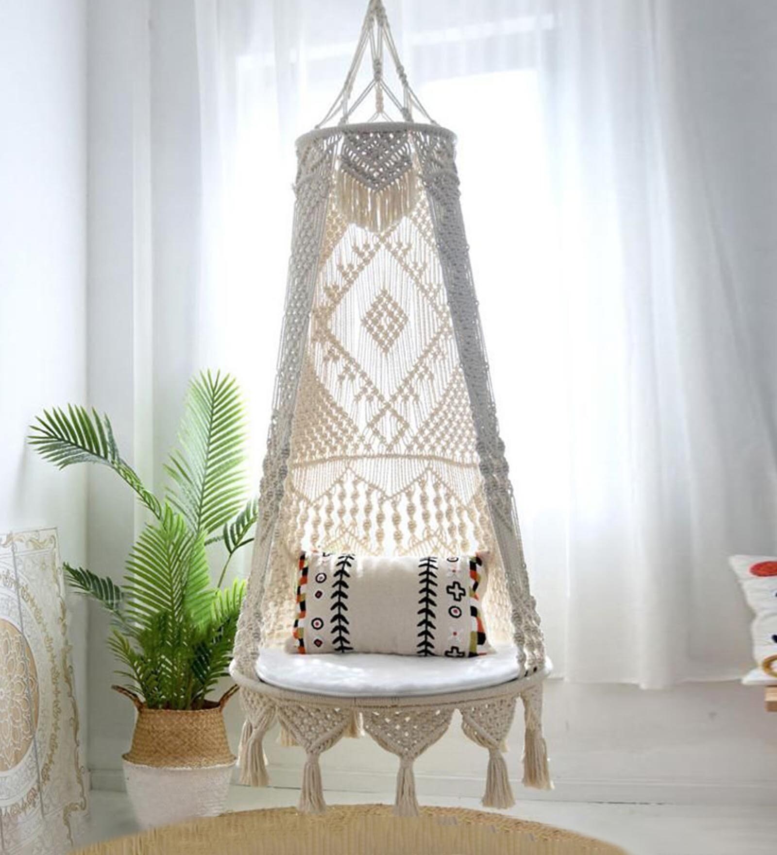 Elegant Fabric Swing in off White Colour