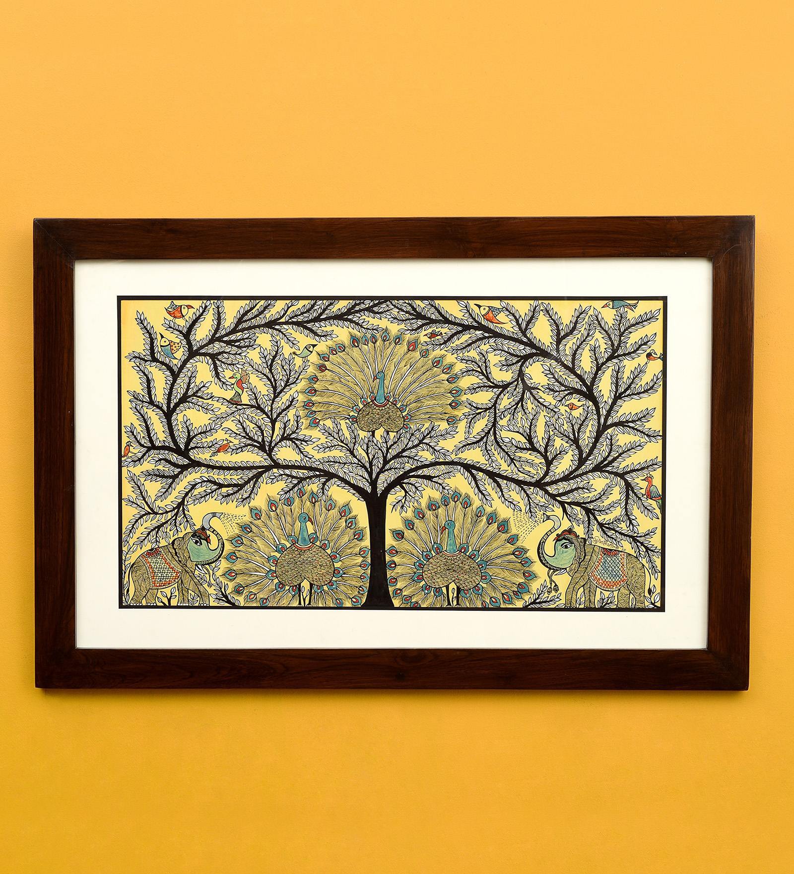 Madhubani  Blue Wood  Painting