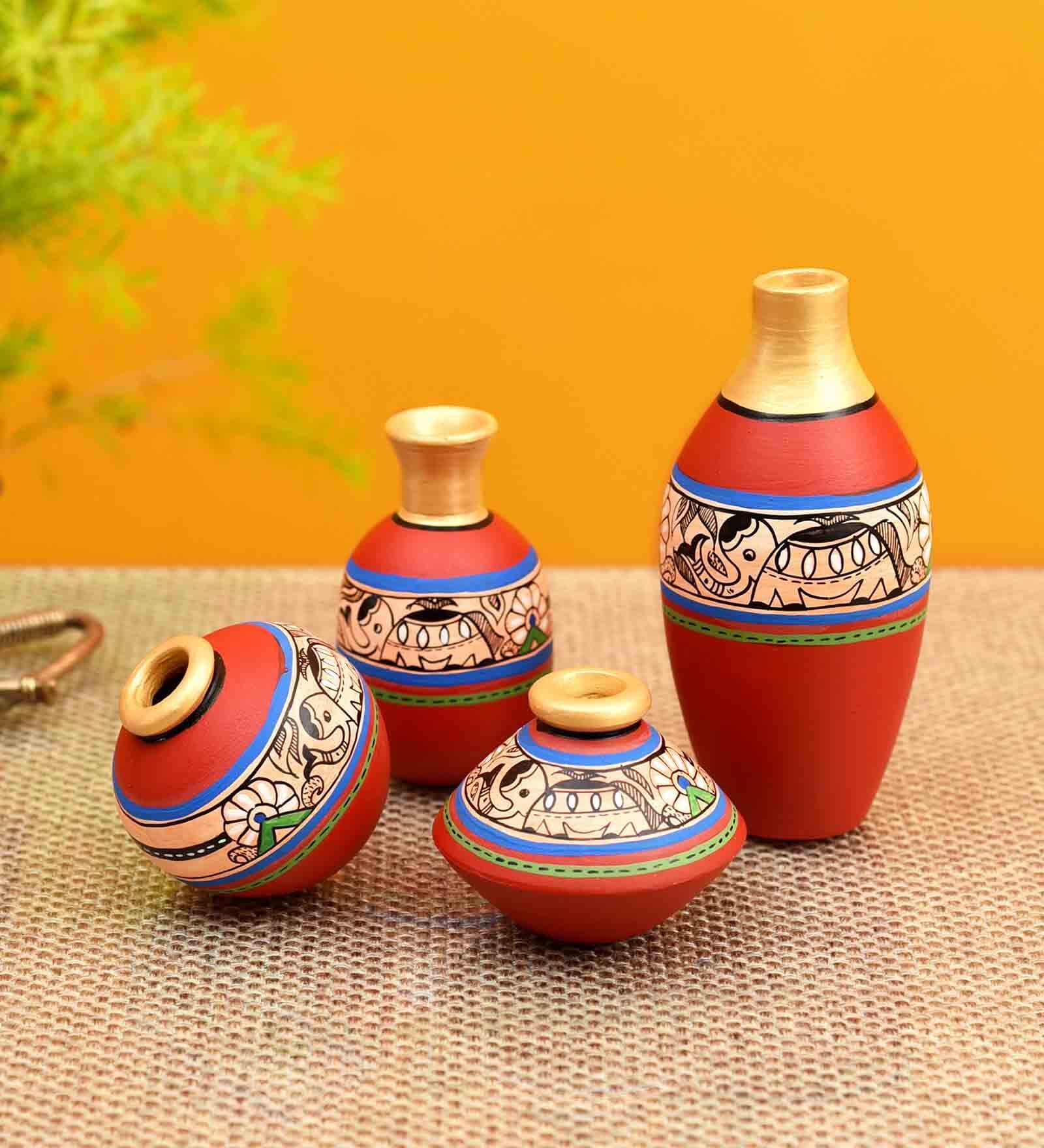 Madhubani (Set Of 4) Table Vase