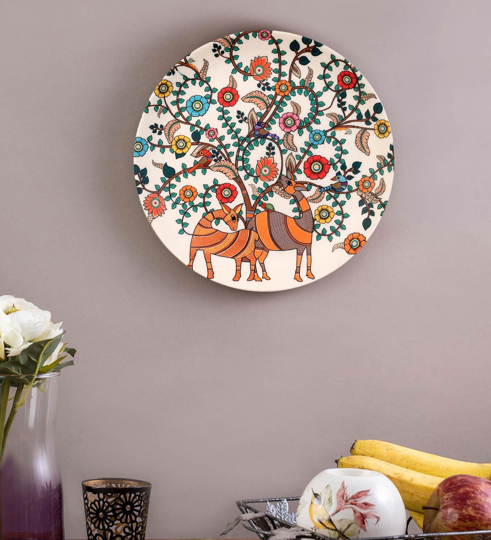 Madhubani Art Aertona Inspired Decorative Wall Plates