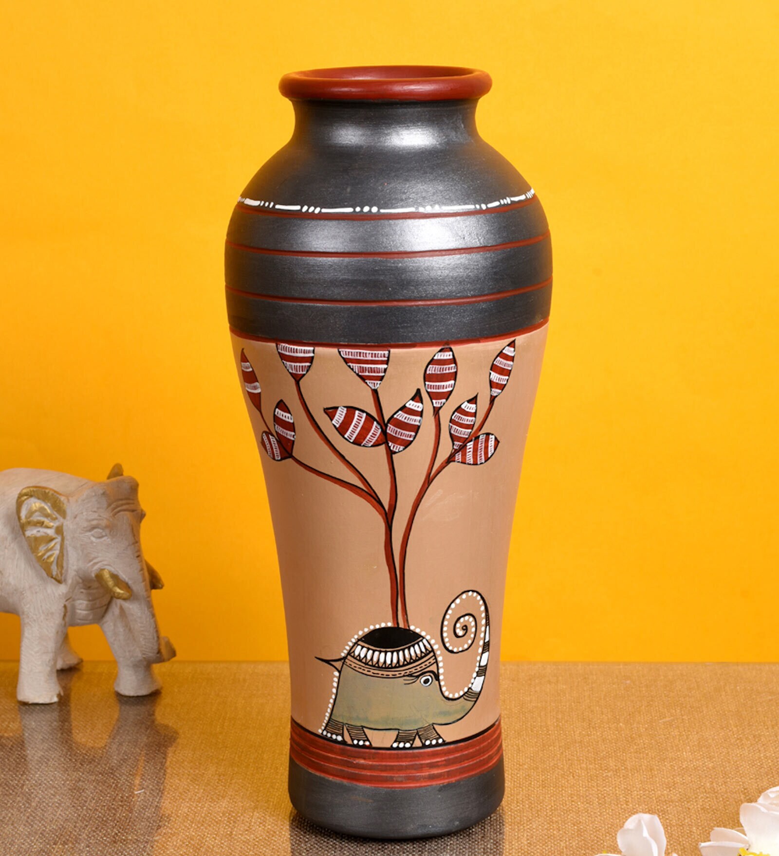Buy Madhubani Earthen Gold Terracotta Table Vase at 11 OFF by Aakriti