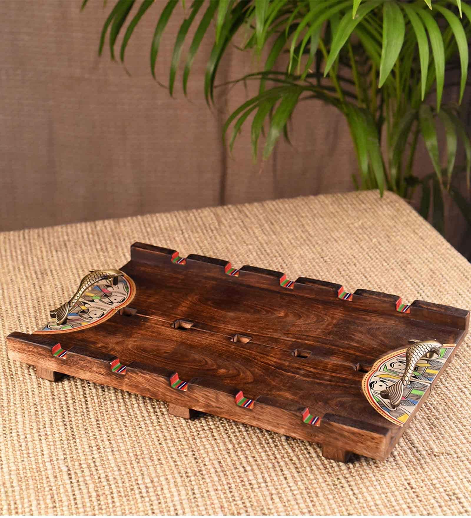 Madhubani Handpainted Medium Wooden Tray