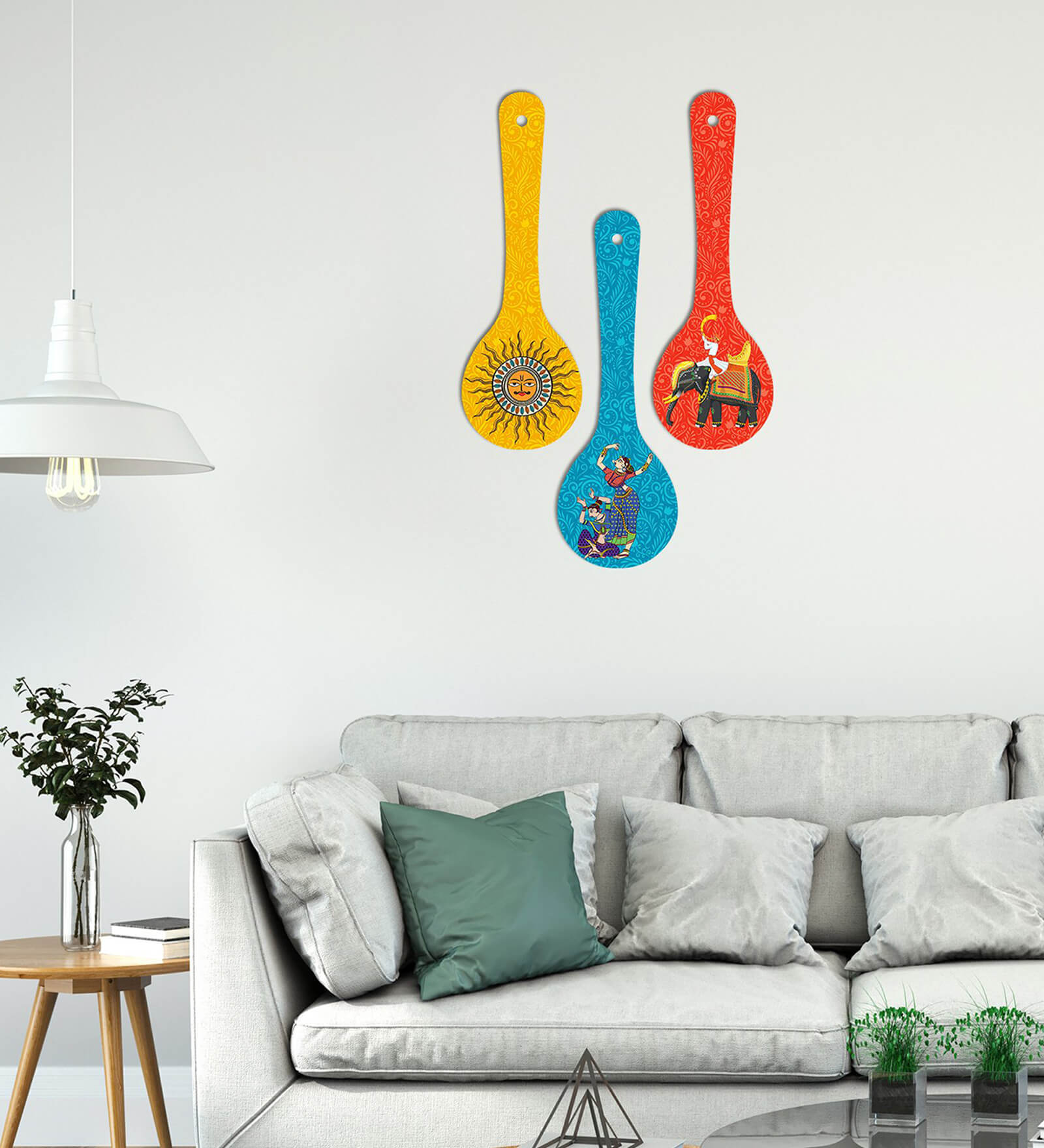 Madhubani Multicolour Engineered Wood Wall Hanging Quotes