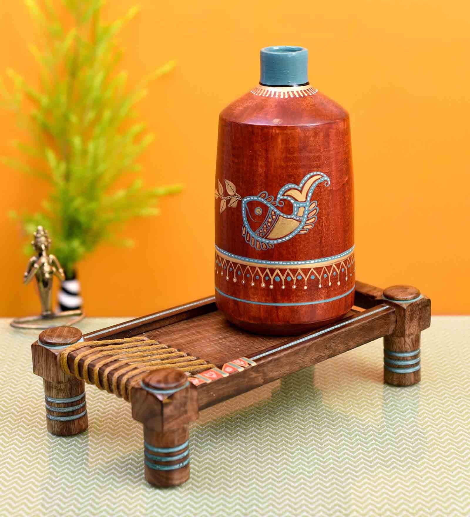 Madhubani Table Vase With Charpai Stand