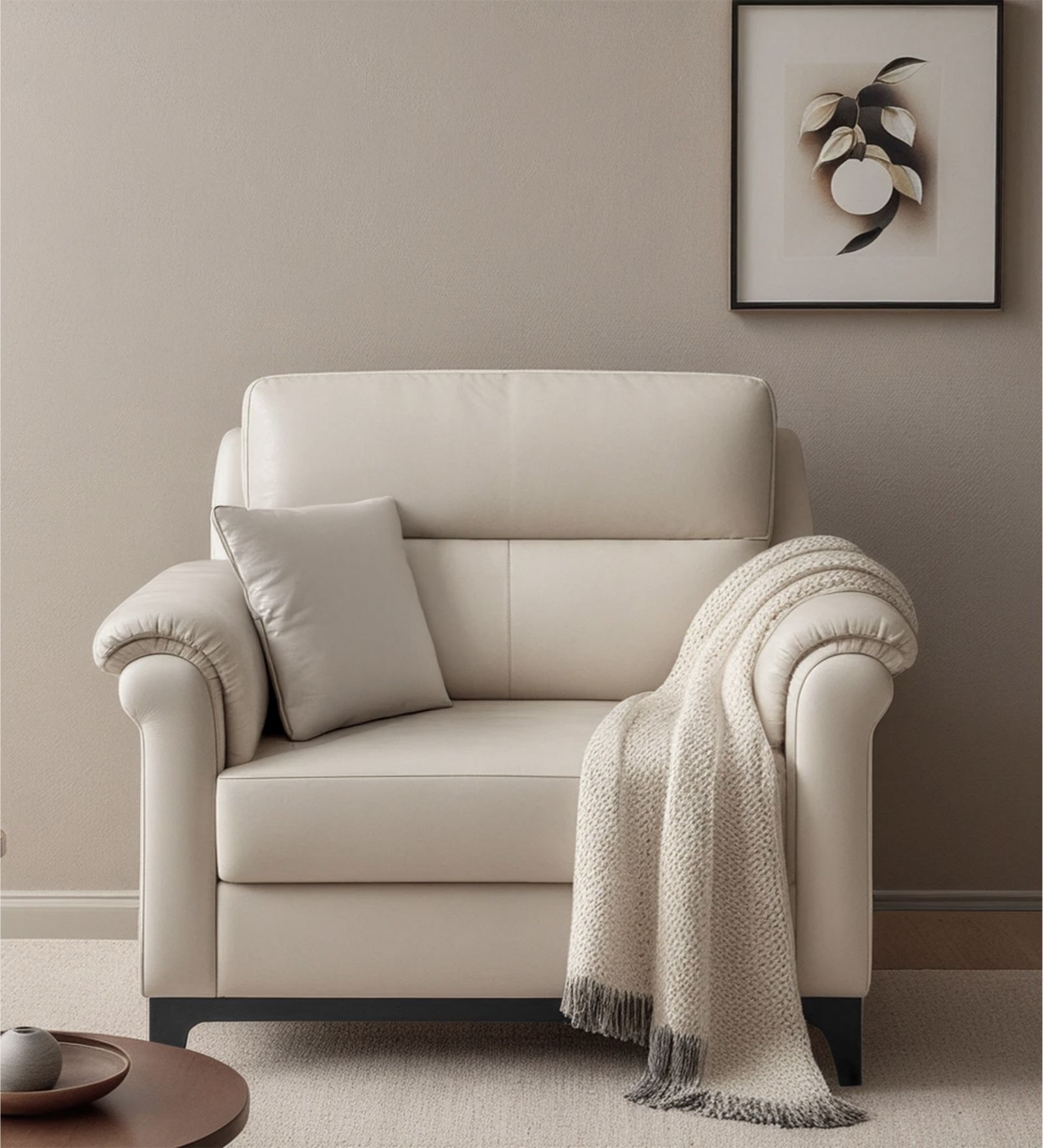 Madison 2.0 Leatherette 1 Seater Sofa In Vanilla veil PU Colour