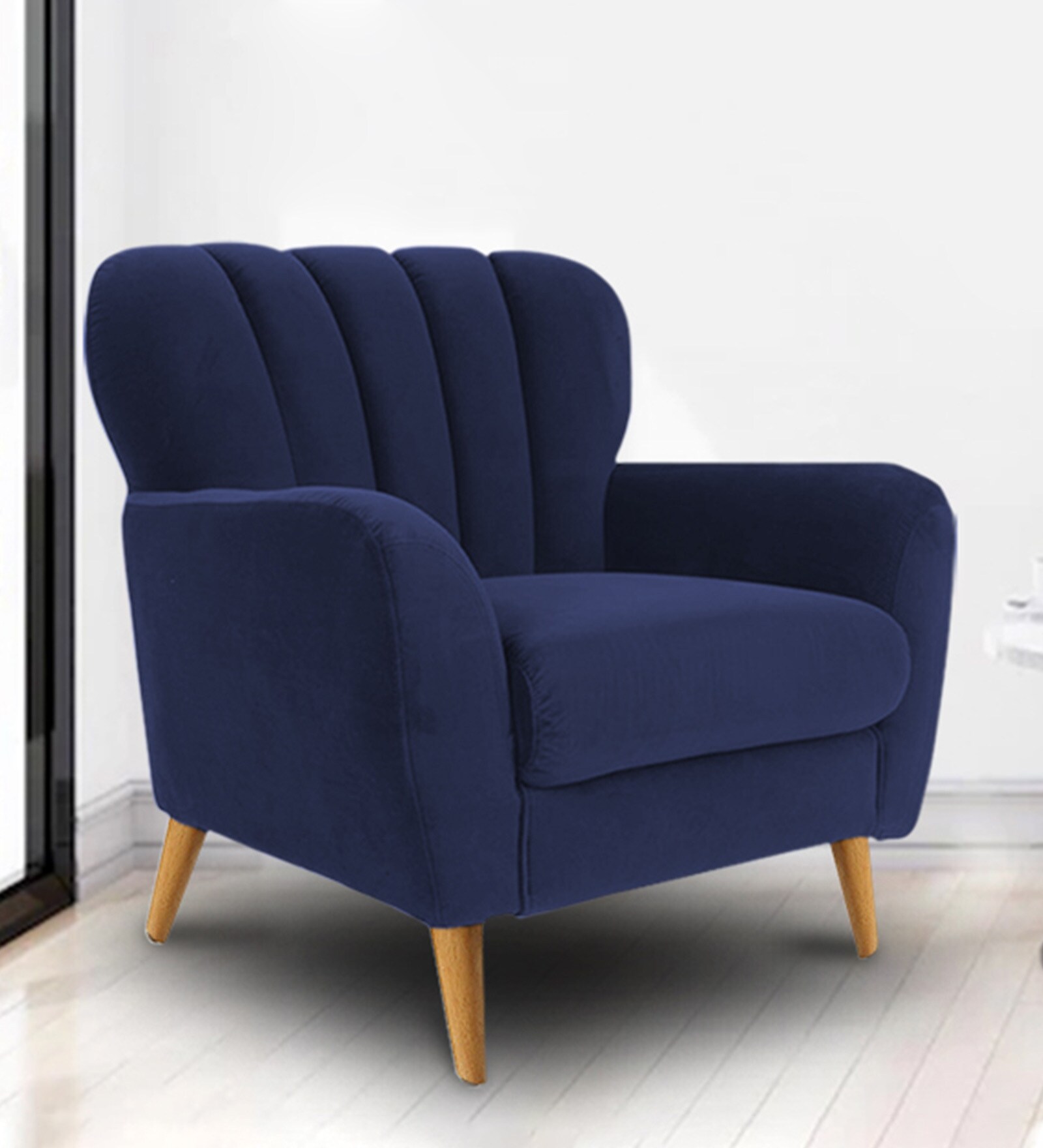 Madison Velvet Lounge Chair in Blue Colour