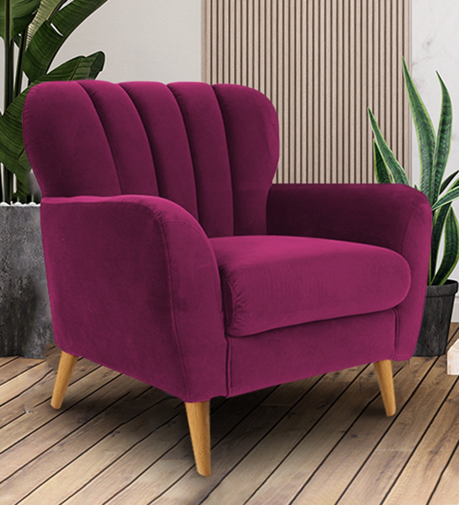 Madison Fabric Lounge Chair in Pink Mulberry Colour