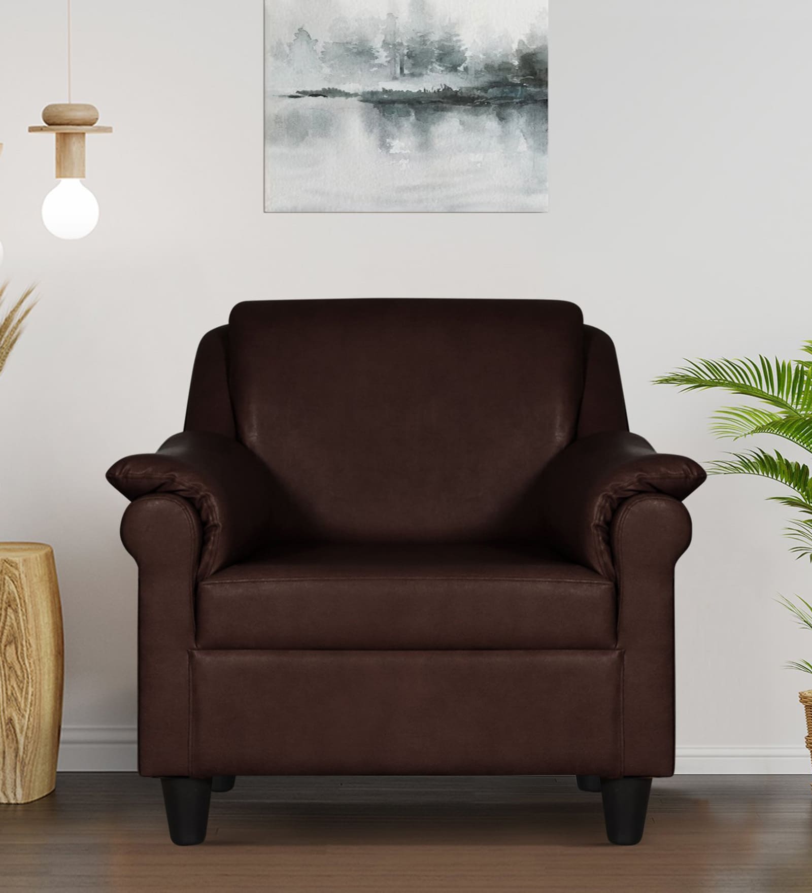 Madison Leatherette 1 Seater Sofa In Dark Brown Colour