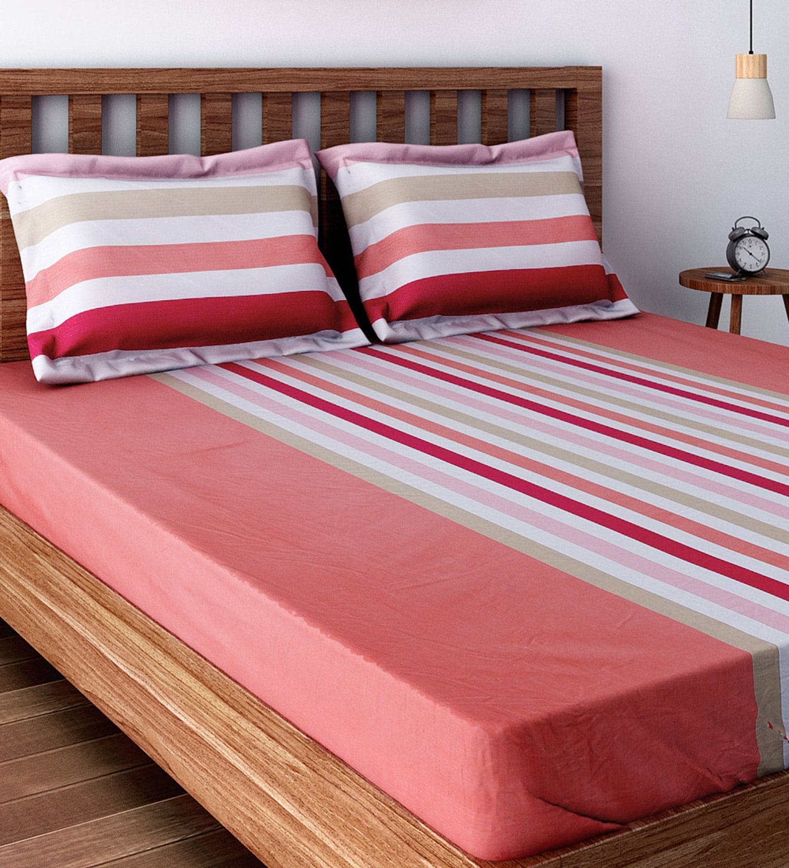 Green Cotton 180Tc King Size Bedsheet With 2 Pillow Covers