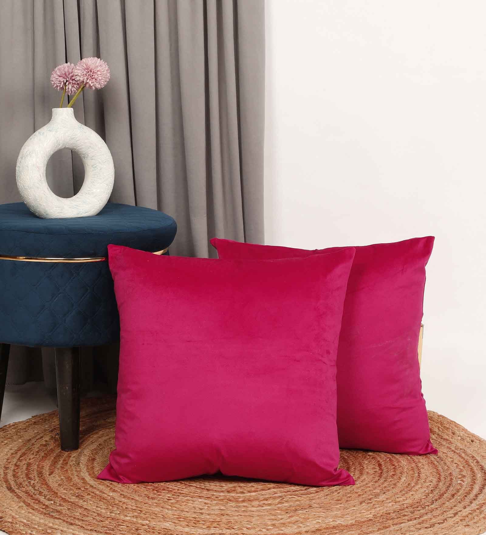 Magenta Velevt Solids 24x24 inches  Large Cushion Covers  (2Pcs)