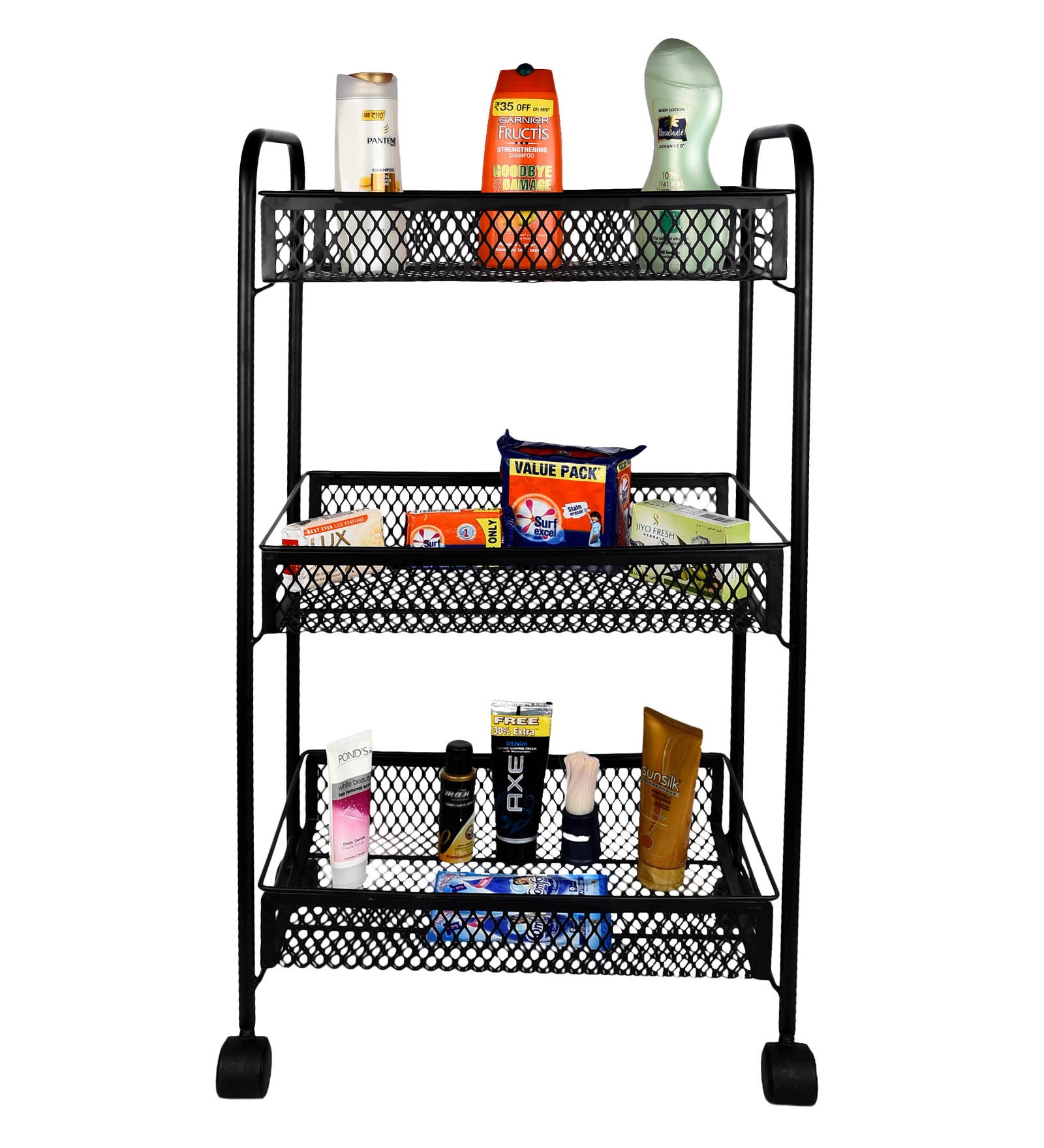 Magna Antique Look Steel Black Home Storage Trolley