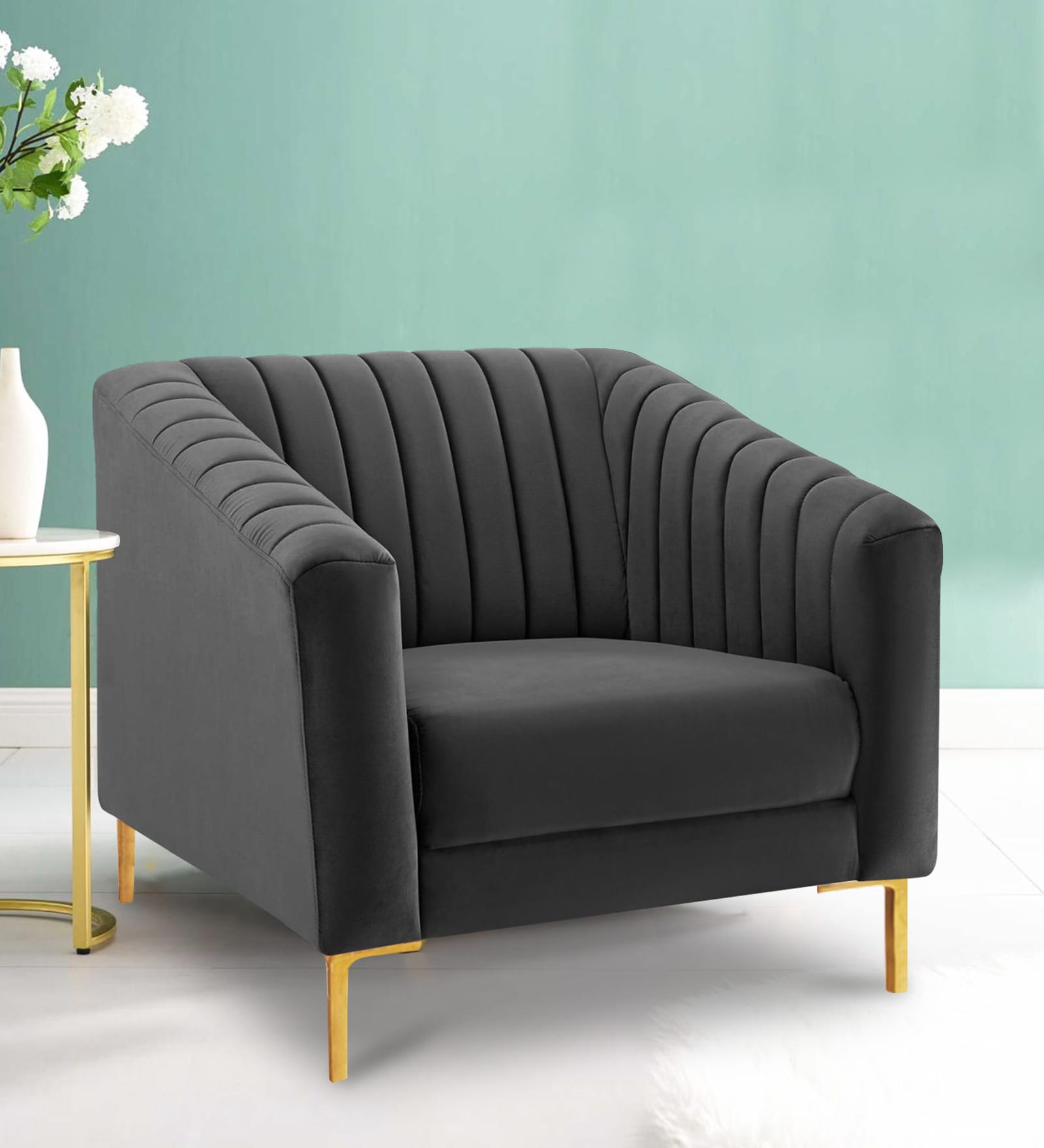 Magnanimous Slipper Chair in Dark Grey Colour