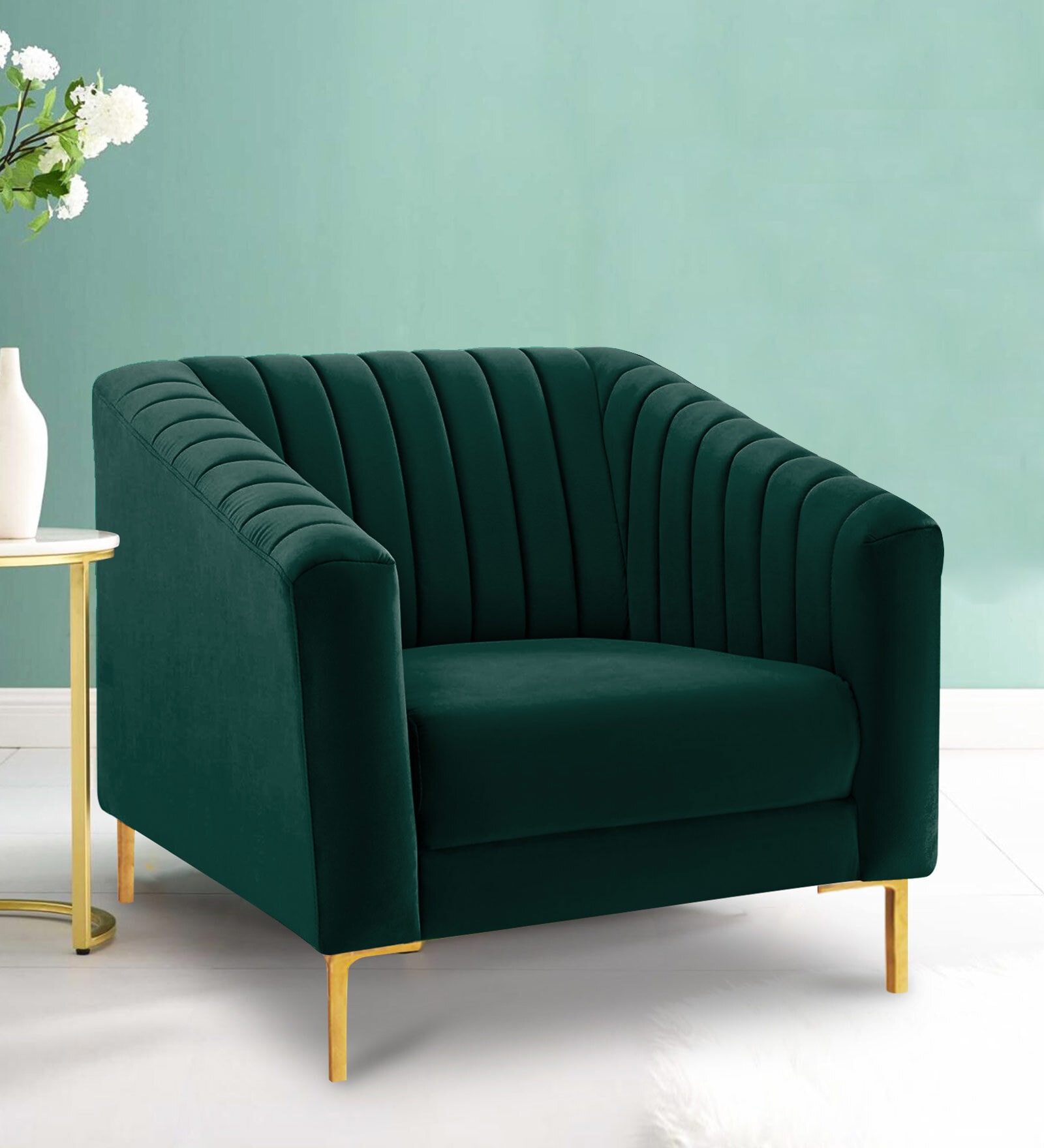 Magnanimous Slipper Chair in Green Colour