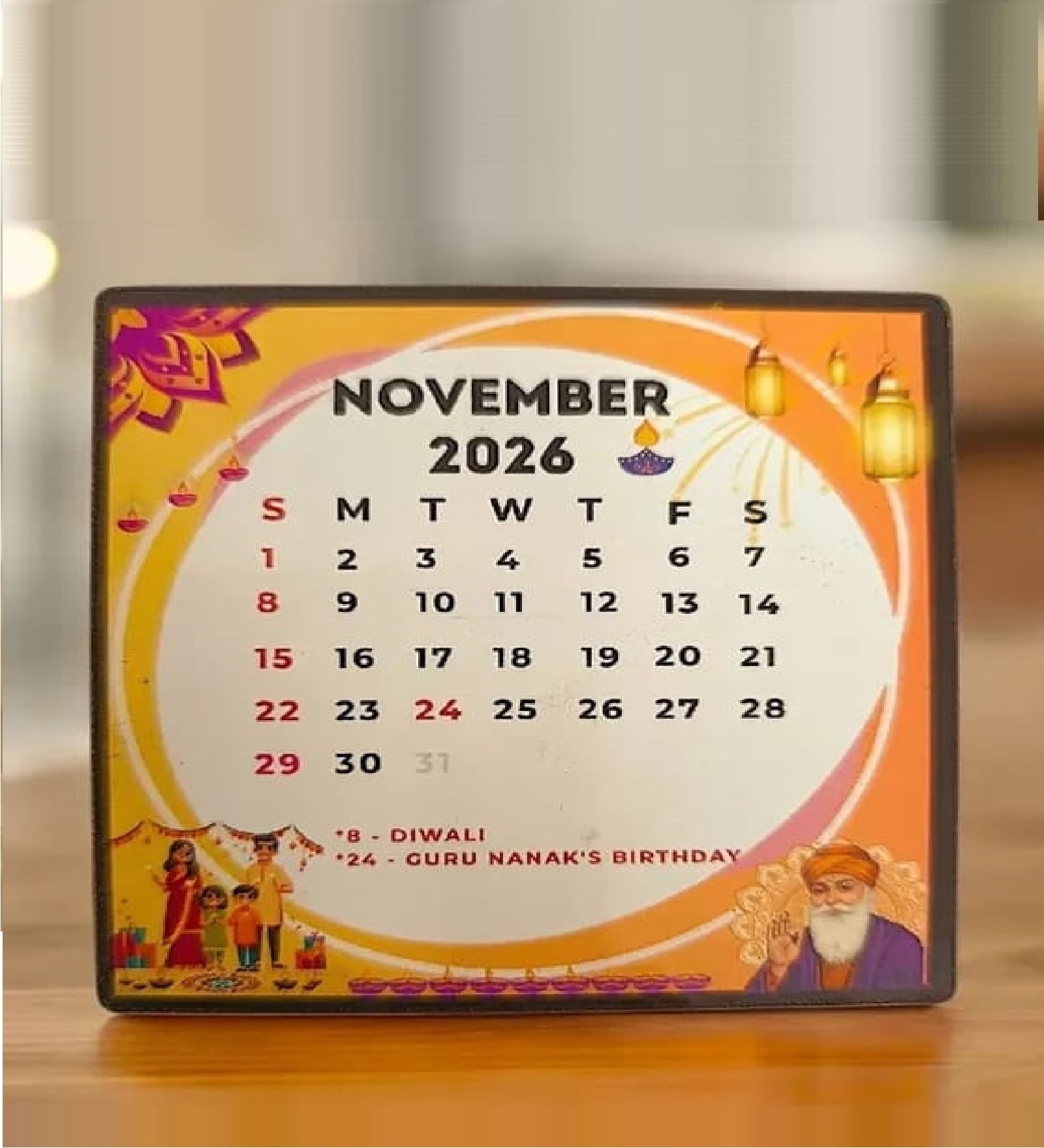 November 2026 Calendar Fridge Magnet