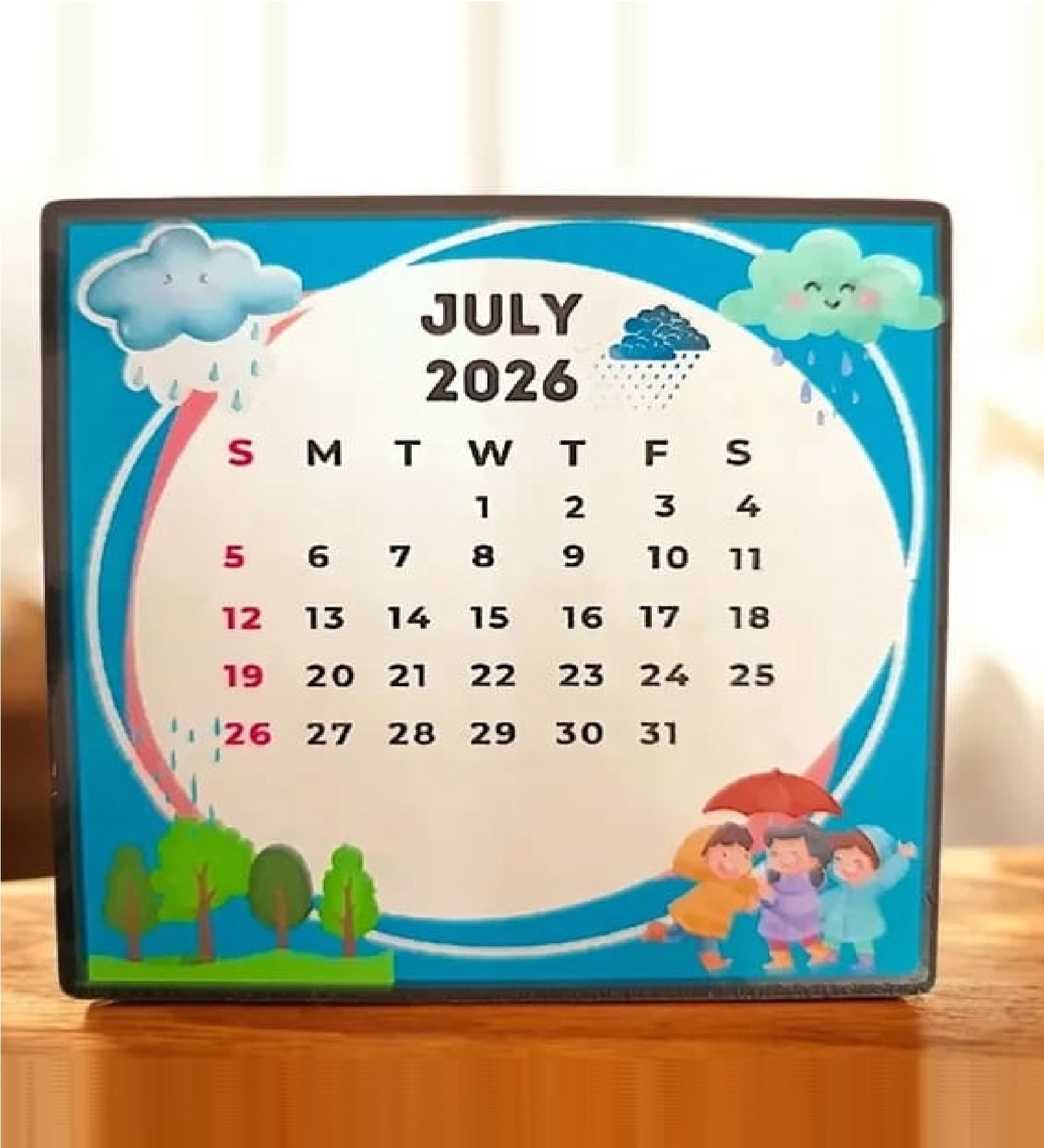 July 2026 Calendar Fridge Magnet