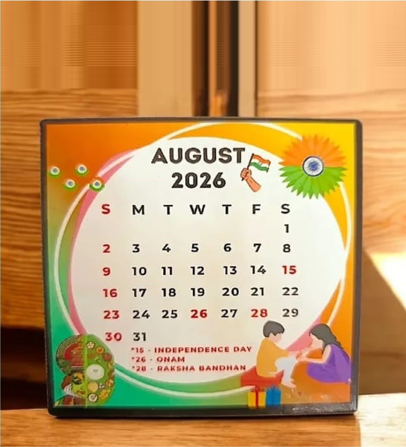 August 2026 Calendar Fridge Magnet
