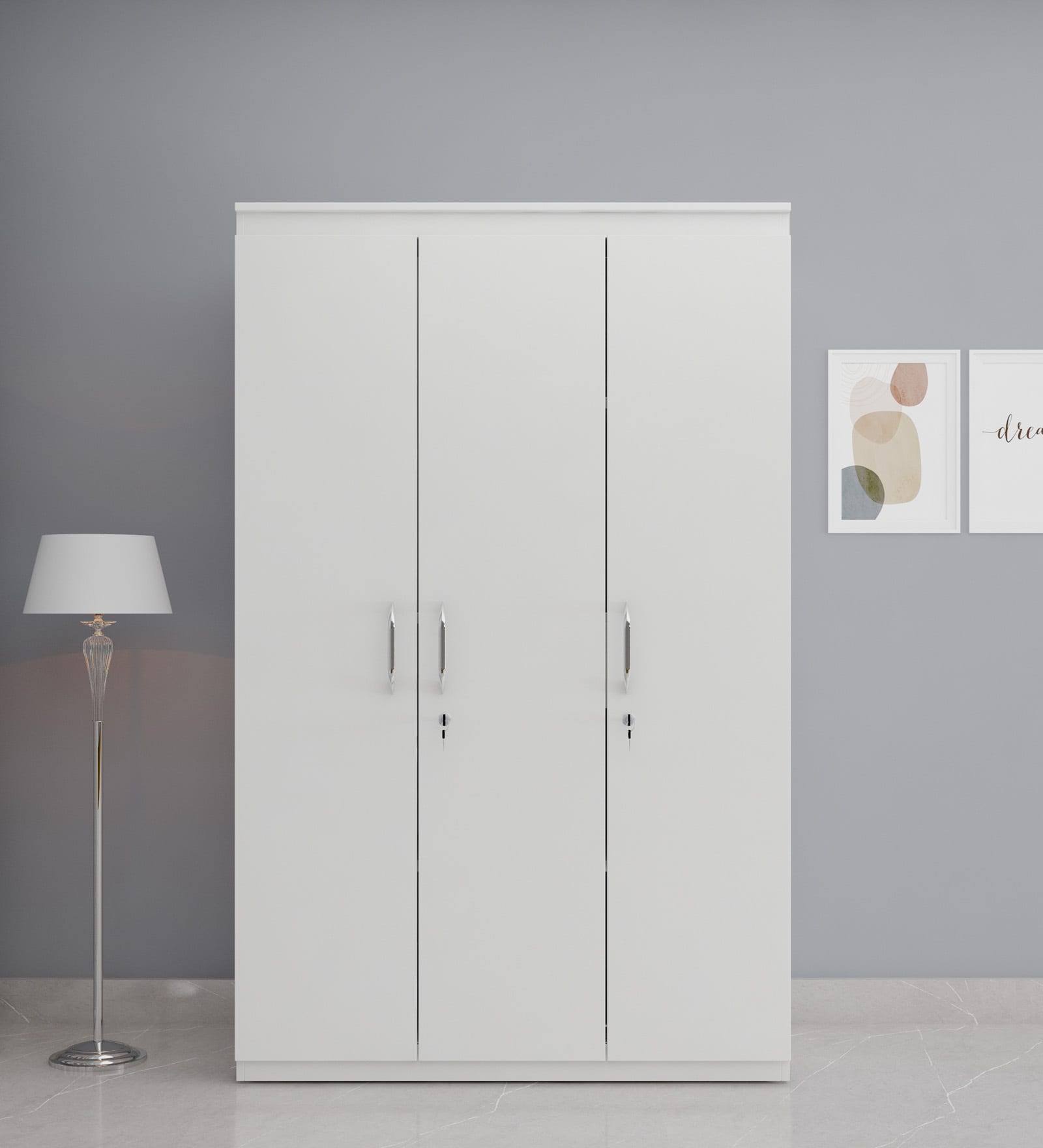 Buy Magnus 3 Door Wardrobe in Mist White Finish at 37% OFF by Crystal ...