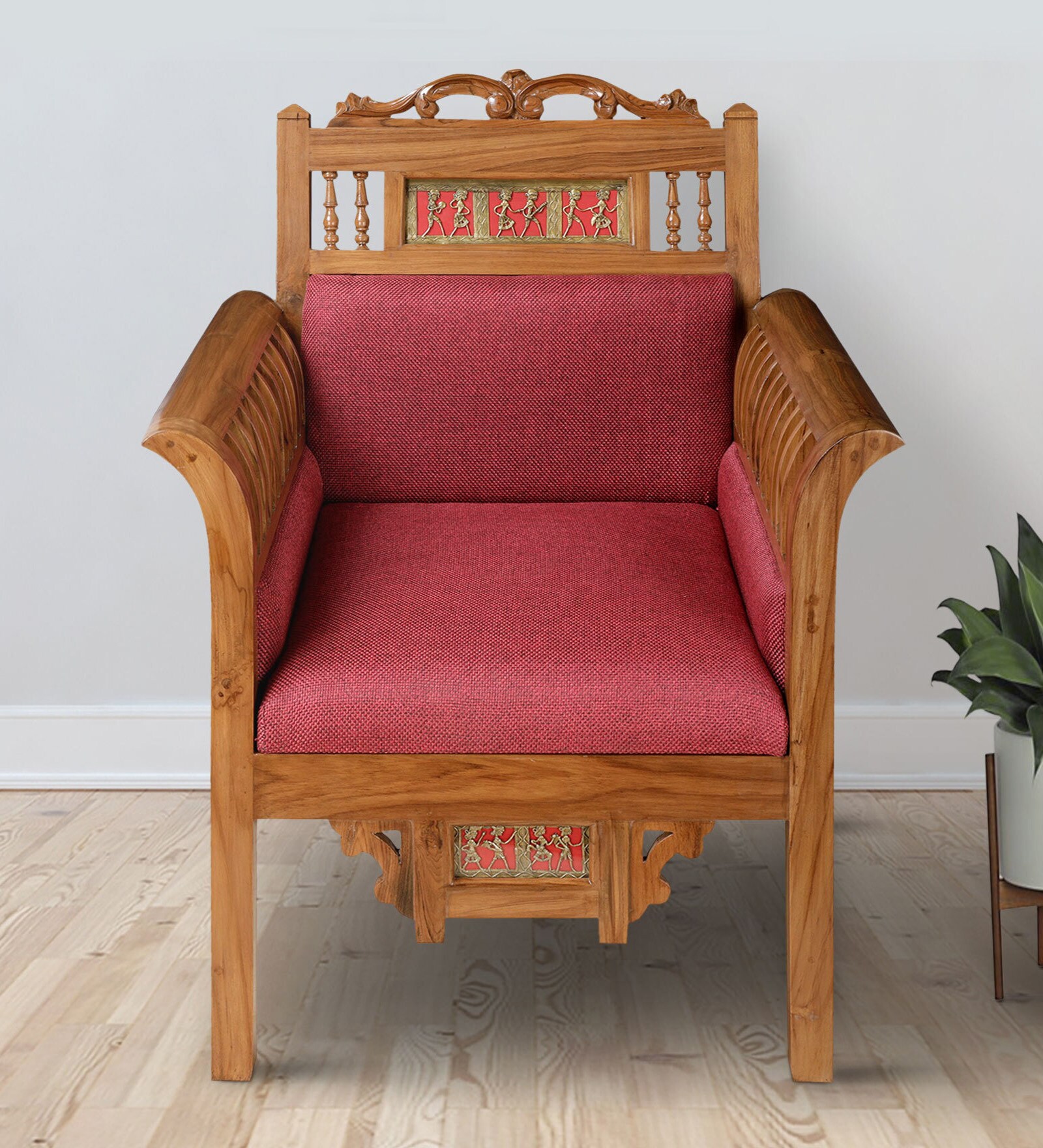Buy Maharaja-I Solid Wood 1 Seater Sofa in Walnut Colour at 30% OFF by ...