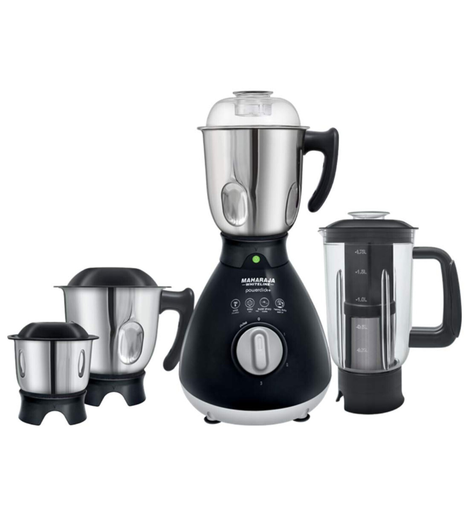 Buy Maharaja Whiteline Powerclick + MX204 750Watt Mixer Grinder with 4 Jars (Black) at 30 OFF